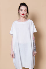 HAND LOOMED COTTON TUNIC - WHITE
