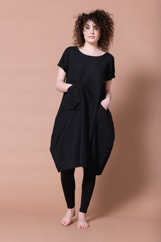 HAND LOOMED COTTON TOP - BLACK