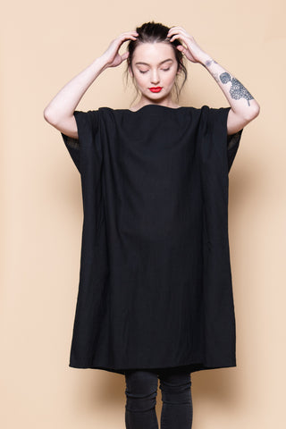 HAND LOOMED COTTON TOP - BLACK